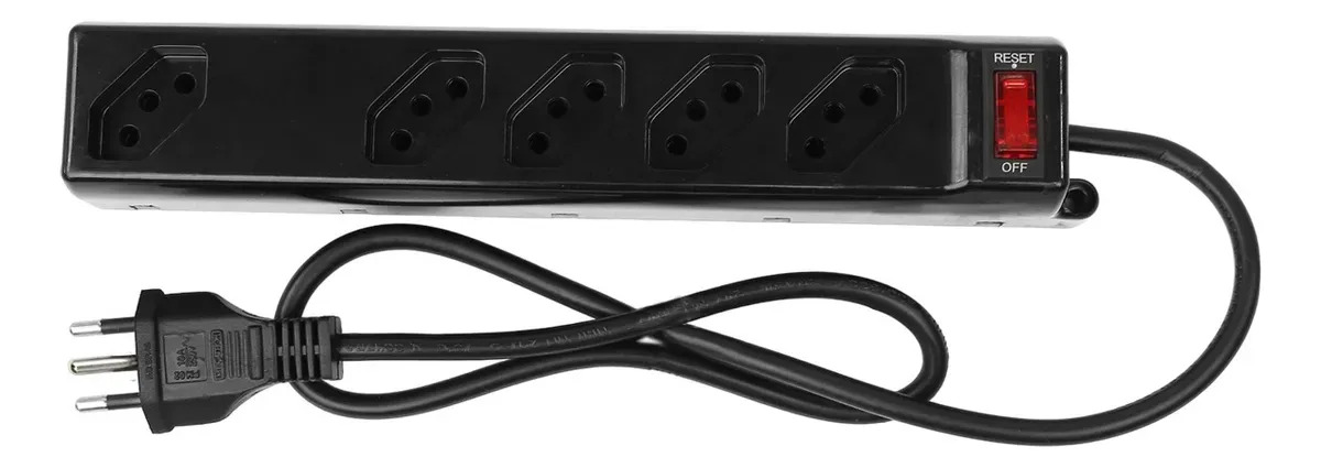Protetor Elétrico Green 5 Tomadas Chave Inteligente 10a Bivolt Preto 127/220v - Imagem 4