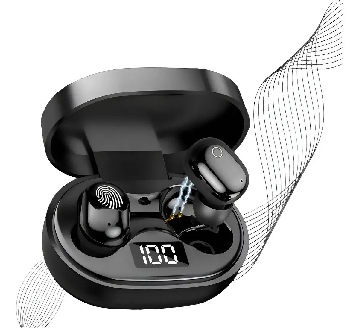 Fone De Ouvido Bluetooth Peining Tws Pei-m515 Preto Com Led Preto